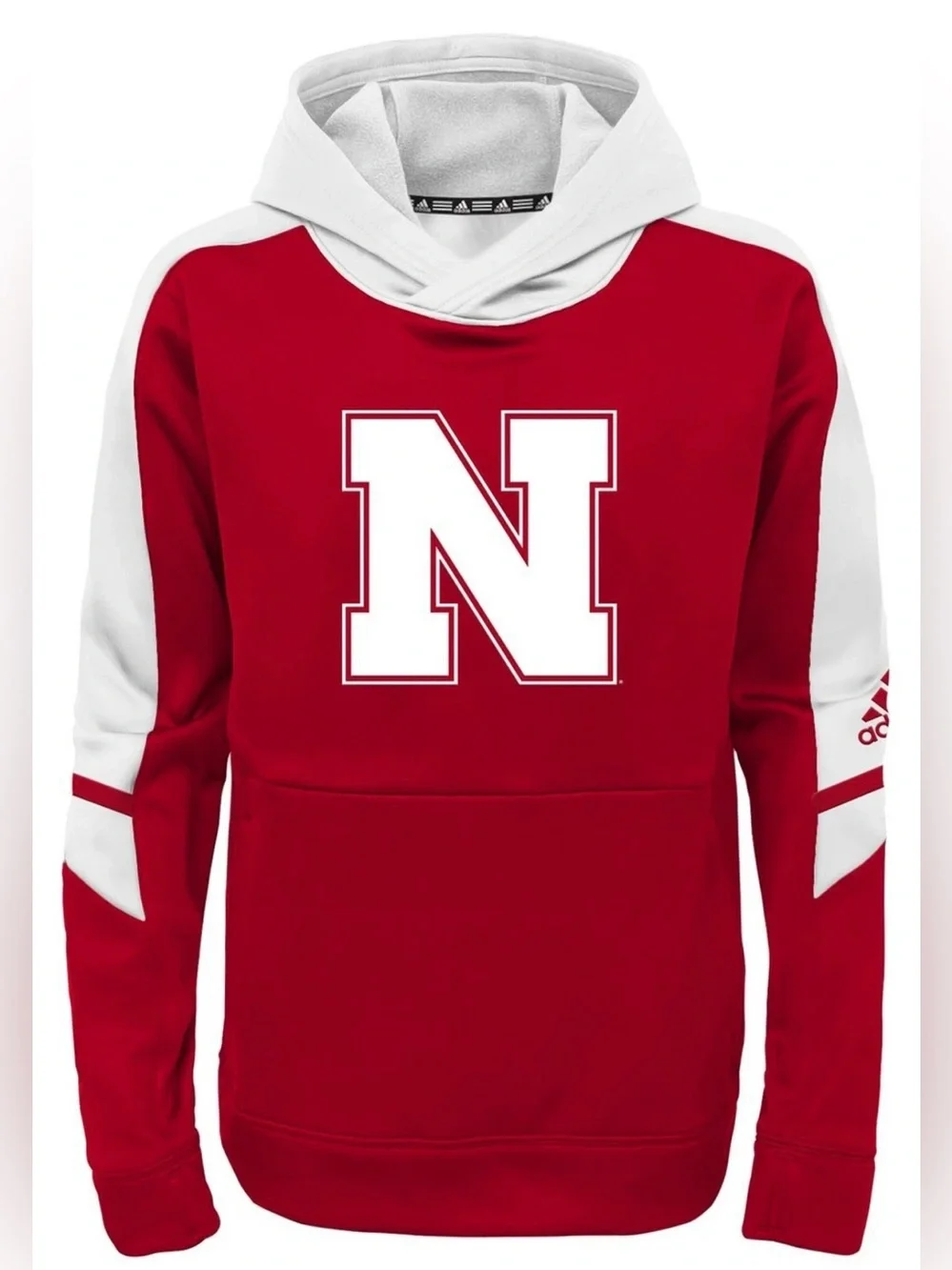 NWT [adidas] Nebraska Cornhuskers NCAA Hoodie Hooded Sweatshirt Youth M (10/12)
